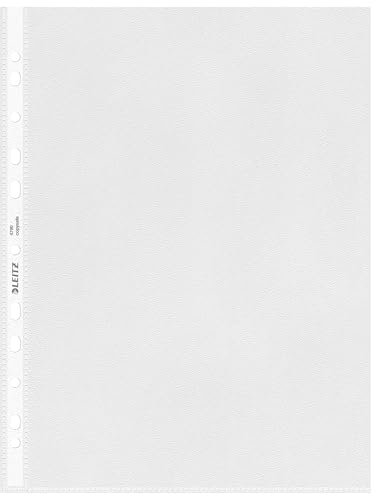 Leitz Standard Prospekthüllen-Set A4, 100 Stück durchsichtige, gelochte Taschen, 30% Pre-Consumer-Recycling-Kunststoff, 100% recycelbar, Kunststofftaschen mit Öffnung von oben, 85 Micron, 47900000