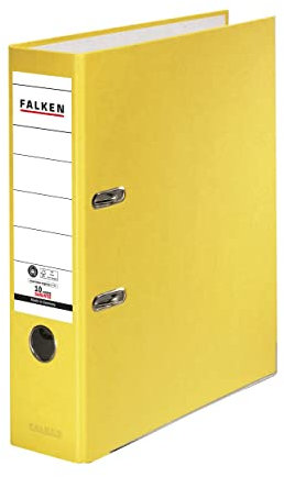 Original Falken Recycolor Umwelt-Ordner Öko. Made in Germany. Farbiger Papierbezug außen 8 cm breit DIN A4 gelb Ringordner Aktenordner Briefordner Büroordner Pappordner CO2-Neutral Blauer Engel