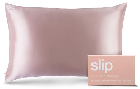 Slip Queen Silk Pillow Cases - 100% Pure 22 Momme Mulberry Silk Pillowcase for Hair and Skin - Queen Size Standard Pillow Case - Anti-Aging, Anti-BedHead, Anti-Sleep Crease, Pink (20 x 30)