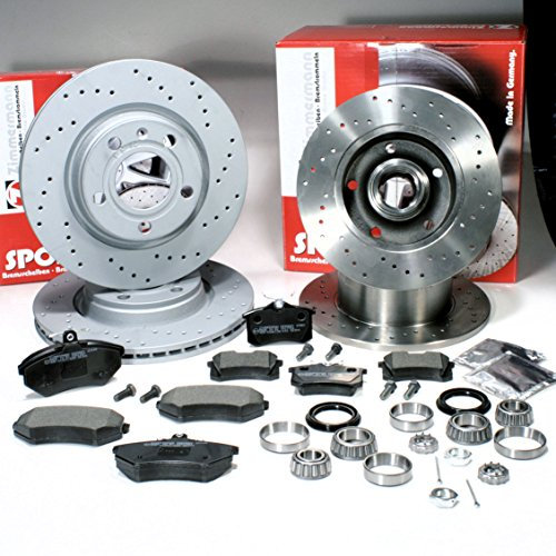 Zimmermann Sport Bremsscheiben gelocht/Bremsen + Bremsbeläge + Radlager vorne+ hinten