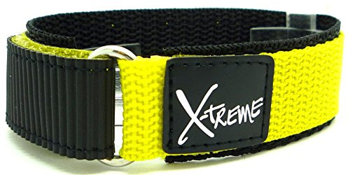 X-Treme New 20mm Tough Secure Hook & Loop Nylon Watch Band Strap Gents Men's with Ring End - Yellow