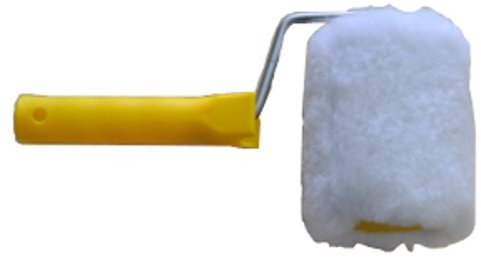 Farbroller/Farbwalze 10 cm – Schafwollrolle aus Natur Schafswolle gewebt (18 mm Flor) – Profi-Farbroller für alle Farben innen & außen inkl. Bügel