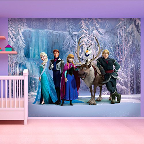 AG Design Disney Frozen 4 Part Photo Mural Wallpaper for Children's Room, Paper, Multi-Colour, 0.1 x 360 x 255 cm