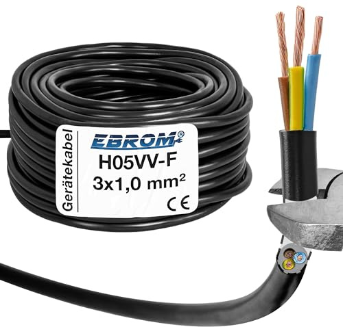 Tubo flessibile H05VV-F 3G, 1 mm2, 3 x 1,0 mm2, colore nero, 10 m, 25 m, 50 m e 100 metri