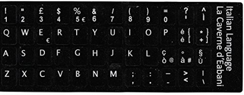 Adesivi lettere tastiera Italiano fondo nero lettere bianche