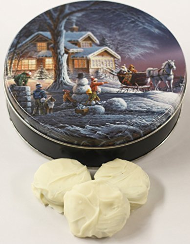 Scott's Cakes White Chocolate Covered Lemon Oreos in a Mini Sleigh Ride Tin