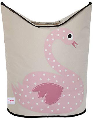 3 Sprouts - Wäschekorb Kinderzimmer - Wäschesack Kinder, Kinder Wäschekorb mit Tiermotiv - Wäschekorb Babyzimmer, Wäschesammler Kinder - Praktisch für Kinderzimmer - Schwan