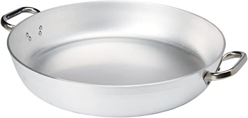 Pentole Agnelli Linea Alluminio 5 mm Tegame Radiante con Due Maniglie Inox, Argento, 50 cm