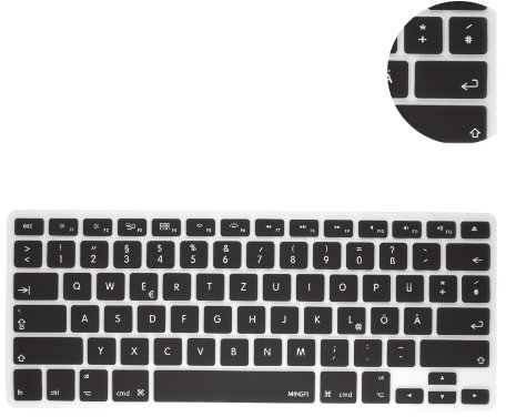 MiNGFi Silikon Deutsche QWERTZ Tastaturschutz für MacBook Pro 13 A1278 A1425 A1502 Air 13 A1369 A1466 Pro 15 A1398 A1286 Pro 17 A1297 (2008–2017) US/ANSI Tastaturlayout - Schwarz