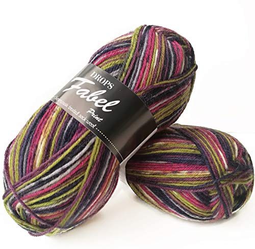Fabel Garnstudio Drops - Hilo para tejer calcetines de 4 capas (901 Candy)