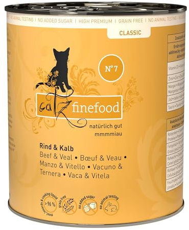 catz finefood N° 7 Rind & Kalb Feinkost Katzenfutter nass, verfeinert mit Aprikose & Ananas, 6 x 800g Dosen