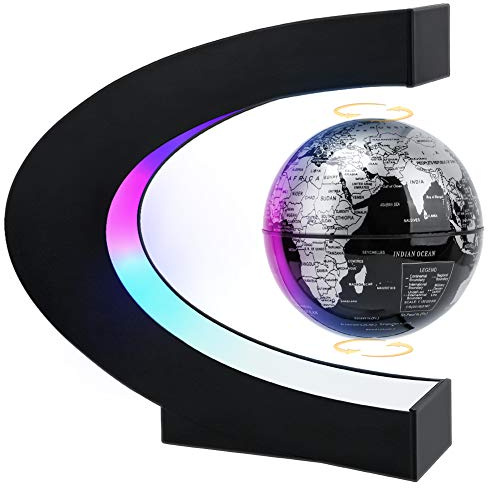 MOKOQI Magnetic Levitating Globe with LED Light, Cool Tech Gift for Men Father Boys and Girls , Birthday Gifts for Kids, Floating Globes World Desk Gadget Decor in Office Home/Display Frame Stand