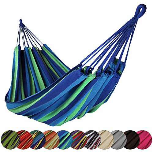 BB Sport Hängematte XL 220 x 170 cm max. Belastbarkeit 250 kg Tragetasche 1-2 Personen Camping Garten Balkon Terasse Wetterfest, Farbe:Mauritius