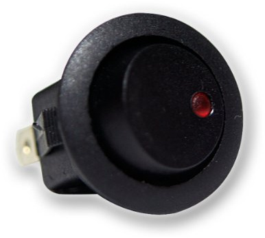 Kfz-Wippschalter 1polig beleuchtet rot 12V/16A