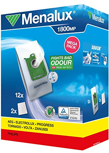 Menalux 1800MP Staubsaugerbeutel, TÜV geprüfte Saugleistung und Filtration, kompatibel mit Swirl PH 86/96, für AEG, Electrolux, Philips, 12 Stück
