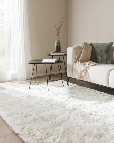 benuta Nest Luggmatta whisper – vit 140 x 200 cm – mysig mjuk matta för sovrum och vardagsrum – lättskött – lämplig för golvvärme