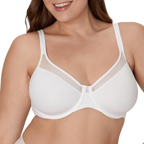 Bali Women's One Smooth U Ultra Light Illusion Neckline Underwire Bra, White,36DD