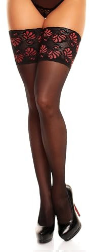 GLAMORY Deluxe 20 halterlose Strümpfe-schwarz-rot/schwarz-2XL