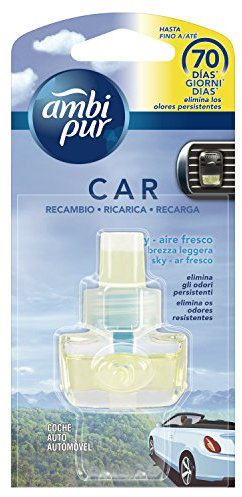 Ambi Pur Profumatore Auto, 1 Ricarica, Fragranza Brezza Leggera, Elimina Odori, Facile da Agganciare, Fino a 70 Giorni di Profumo per Ricarica