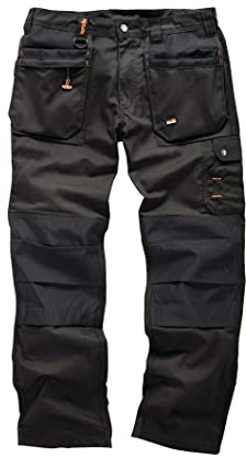 Scruffs Worker Plus - Pantalón de trabajo con bolsillos laterales para hombre, color Negro, talla 40L