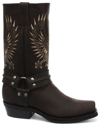 Bottes de Cowboy en Cuir à Bouts Carrés et Aigles Chauve pour Hommes