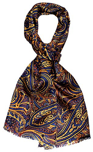 LORENZO CANA écharpe 100% soie imprimé en couleurs harmonieuses Double écharpe chiffon de soie soie Chiffon Dandy style 30 x 160 cm
