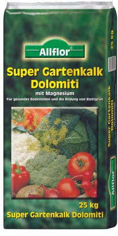 Allflor Super Gartenkalk Dolomiti I 1 x 25 kg I Rasenkalk im Beutel I Naturkalk mit Calcium und Magnesium I Für ein gesundes Bodenleben I Verbessert die Krümelstruktur des Bodens