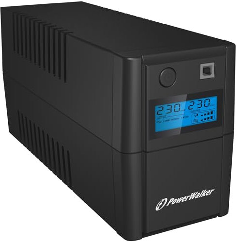 PowerWalker VI 850VA/480W LCD IEC Uninterruptible Power Supply with AVR Stabilizer, RJ-11 Surge Protection, HID Support and LCD Screen