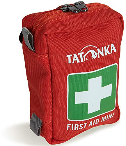 Tatonka First Aid Mini - Erste Hilfe Set mit Inhalt (u. a. mit Zeckenzange) - Für Outdoor, Wandern, Fahrradfahren etc. - Maße: 10 x 7 x 4 cm - rot