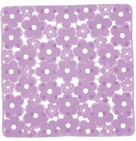 GEDY Margherita Tappeto Antiscivolo Doccia Lilla, Misure e peso prodotto: 0,6X51,5X51,5 CM & 0,64 KG, Realizzato in Resina, Design R&S Gedy, Conformità REACH, 2 Anni di Garanzia