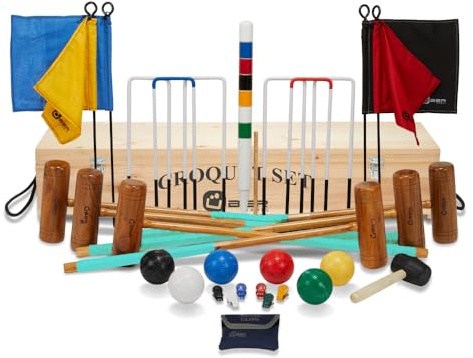 Uber Games 6 player Pro Croquet Set with Wooden Storage Box