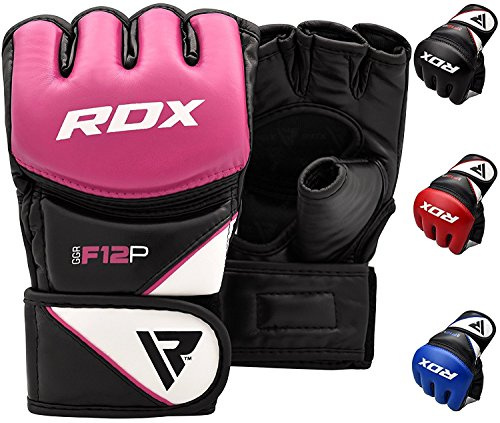 RDX MMA Gants d'entraînement, Maya Hide Cuir, Mitaines Boxe Grappling Sparring, Ventilé Ouvert Paume, Protection Poignet Main, Kickboxing, Muay Thaï, Arts Martiaux Combat Gloves, Homme Femme