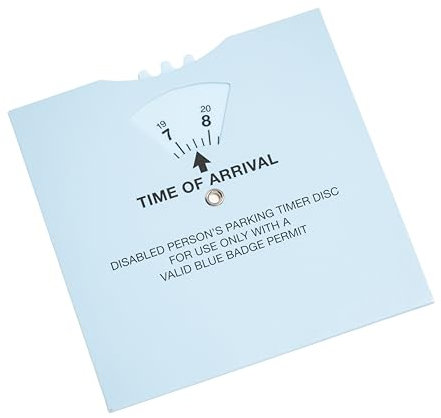 Blue Badge Parking Clock Timer Disc Disabled Parking Permit Accessory for Cars, Vans & Bikes. Displays Arrival Time, Ensures Compliance for Wheelchair Bays & Double Yellow Lines, Avoids Fines