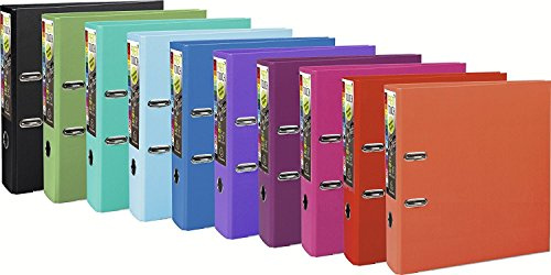 Exacompta - réf. 53384E - Carton de 10 classeurs à levier A4 MAXI Prem'Touch -Dos de 80 mm - Mécanique 80 mm -Dimensions extérieures : 32 x 30 x 8 cm - Format à classer A4 Maxi - 10 couleurs assorties