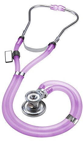 MDF Instruments, SpragueRappaport Dual Head Stethoscope with Adult, Pediatric, and Infant Convertible chestpiece, Translucent Purple Tube, MDF767ICH