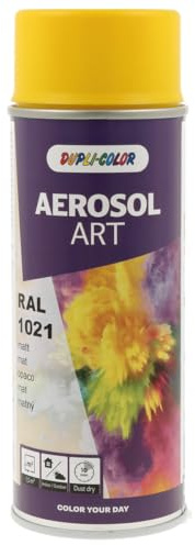 DUPLI-COLOR AEROSOL ART RAL 1021 rapsgelb matt 400 ml, Spraylack für vielseitigen Einsatz, schnelltrocknend, hohe Deckkraft, für Innen- und Außenbereiche geeignet