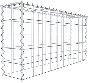 GABIONA Cesta de piedra de gavión rectangular, malla de 10 x 10 cm, profundidad de 20 cm, cesta de cultivo tipo 3, cierre de espiral, galvanizado (100 x 50 x 20 cm)