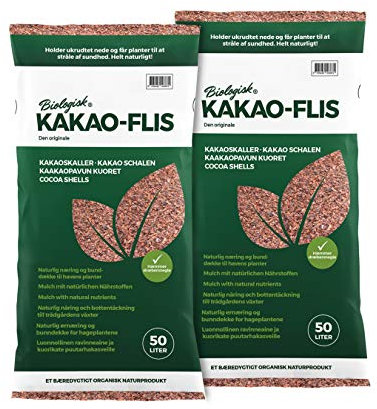 Floragard zum Abdecken von Pflanzflächen, Gehölz- und Staudenbeeten - natürliche Inhaltsstoffe - unterdrückt Unkrautwuchs - 100 L Universal Kakaoschalen 2 x 50 L