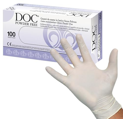 Doc Powder Free Guanti in Lattice Ambidestro con Orlo Senza Polvere, Piccoli, Confezione 100 Pezzi