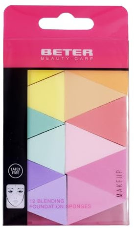 BETER - Pack mit 12 Make-up-Schwämmen, Dreieckform mit abgerundeten Kanten, ideal für Concealer, natürlicher oder deckender Finish, ideal für cremige oder pudrige Produkte