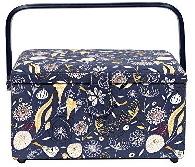 Korbond Sewing Basket - Medium - Enchanted Park Design - 14.5cm x 19cm x 26cm - Sewing Storage to store Sewing Accessories, Sewing Kits and Embroidery Tools