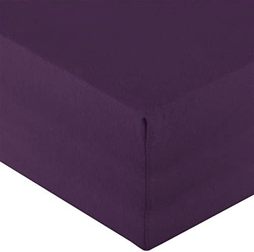 aqua-textil Royal Spannbettlaken Boxspringbett Wasserbett 180x200-200x220 cm lila 210g/qm Jersey Mako Baumwolle Elasthan Spannbetttuch