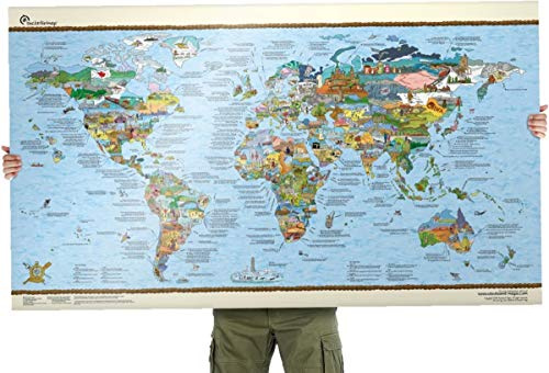 Travel Scratch Map by Awesome Maps - Mapa del mundo ilustrado para aventureros y exploradores - reescribible - 97.5 x 56 cm