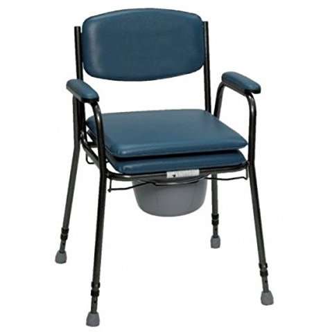 TERMIGEA Sedia Comoda per Anziani con Doppio Sedile e Schienale Imbottito, Sedia per Wc o Doccia con Struttura in Acciaio e Regolabile in Altezza
