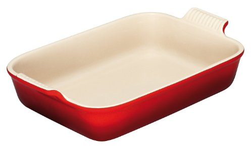 Le Creuset Stoneware Heritage Rectangular Dish, 4 qt. (12 x 9), Cerise