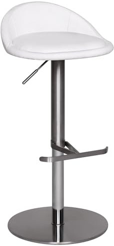 FineBuy Barhocker Edelstahl höhenverstellbare Sitzhöhe 54-79 cm, Design Barstuhl mit Rückenlehne, Bistrohocker Barsitz Gepolstert, Thekenhocker 360° Drehbar, Tresenstuhl Modern