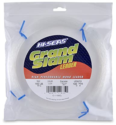 Hi-Seas Grand Slam Monofilament Leader, 150 Pound Test, Clear, 100-Yard Coil