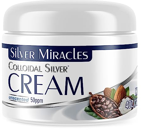 Silver Miracles Colloidal Silver Cream - 4oz - Colloidal Silver Skin Healing Cream - Scent And Dye Free - Moisturizes Dry Skin - Made With 99.999% Pure Silver