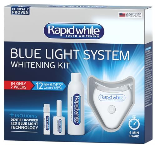 Rapid White Blue Light System | Zahnaufhellung für Zuhause | 12 Stufen weißere Zähne in nur zwei Wochen | Zahnbleaching ohne Wasserstoffperoxid
