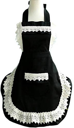 Hyzrz Lovely Home Work Adjustable Apron Shop Cake Kitchen Cooking Aprons for Women Girls with Pocket for Gift,Black